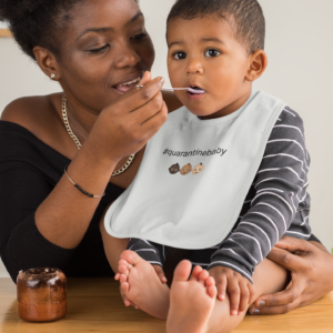 #quarantinebaby Embroidered Baby Bib